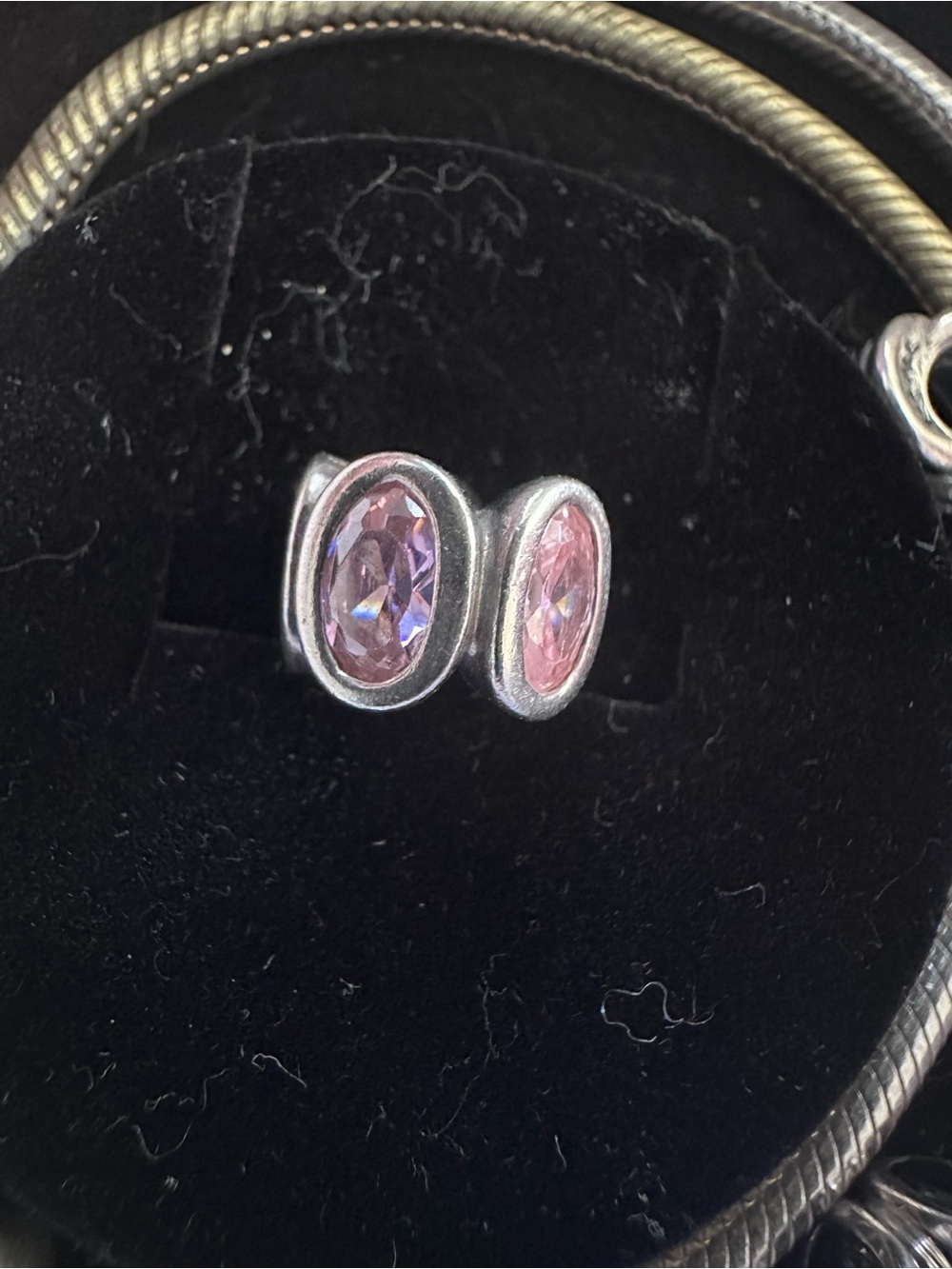 Pandora Silver charm with Pink Stones